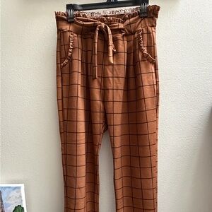 Brown Checkered Women's Trousers